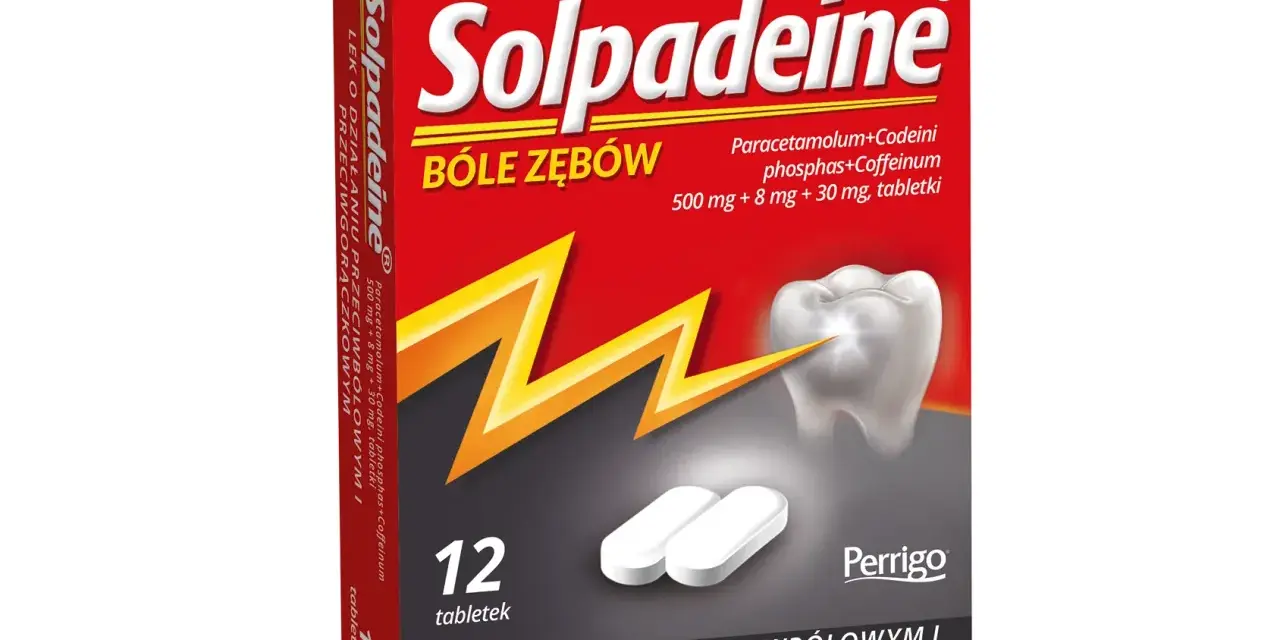 Solpadeine na bóle zębów. Ten lek zawiera paracetamol, kodeinę i kofeinę, co czyni go skutecznym środkiem przeciwbólowym.