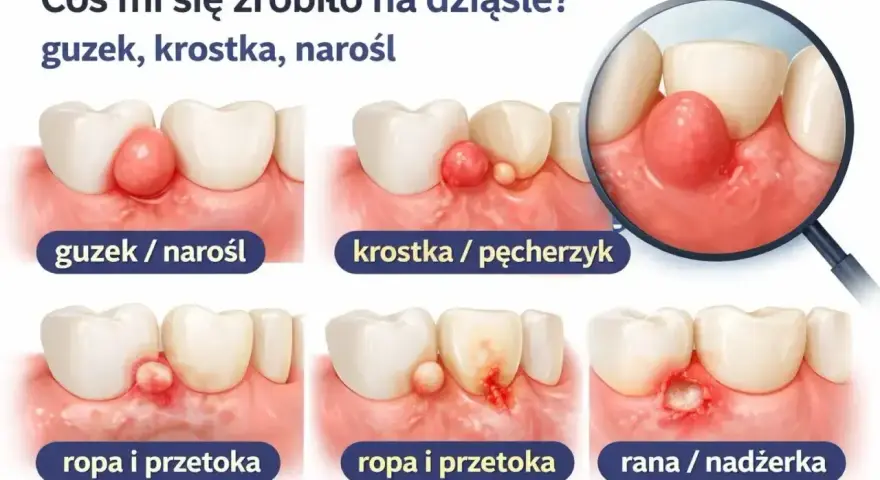 Guzki, krostki, ropnie i rany na dziąsłach. Moje zęby i dziąsła bolą, potrzebuję pomocy dentysty.